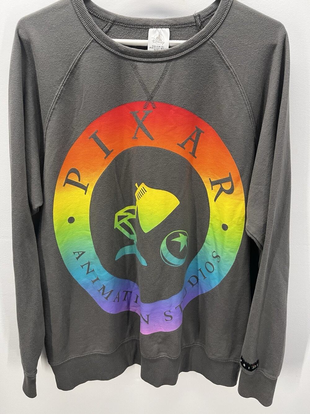 Disney Pixar Pride Luxo Lamp Rainbow Crewneck Sweatshirt Gray Adult L